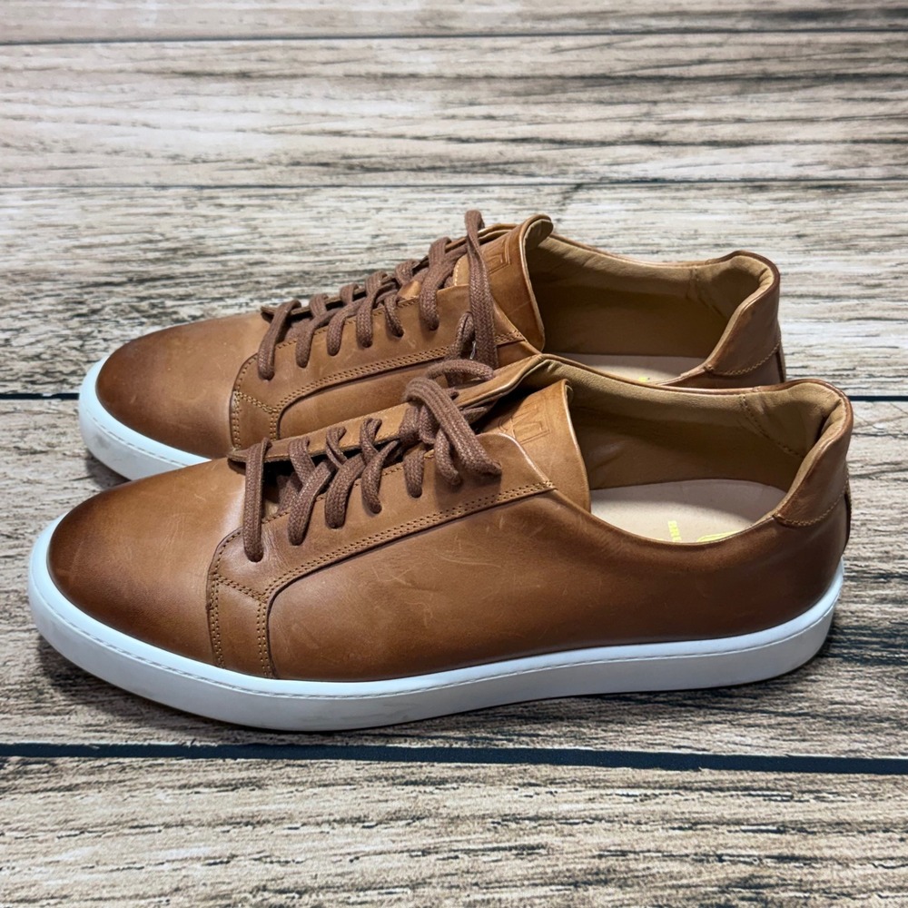 Bruno Magli Daniel Sneakers Men 13 Cognac Leather Low Top Made in Italy Luxury
